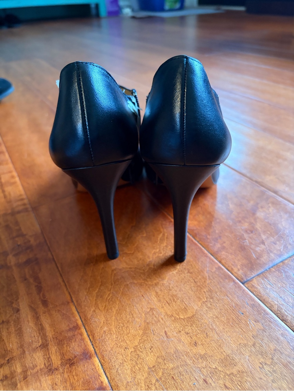 Coach Black Leather Ankle Booties with Stiletto Heel - Picture 3 of 5